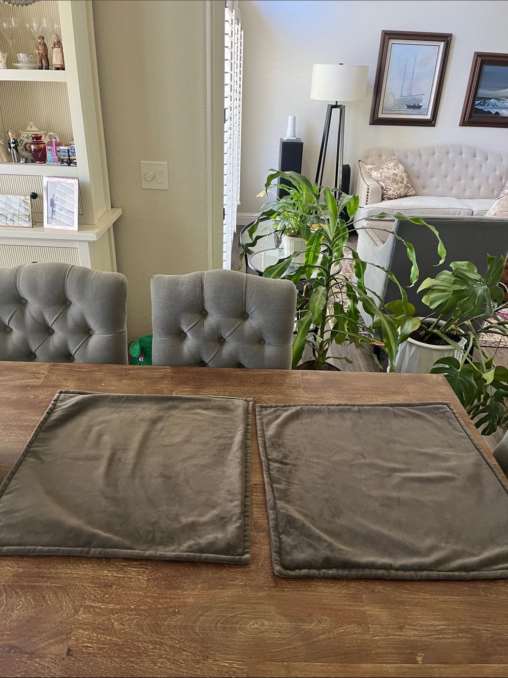 2 Crate & Barrel 20x20 grey velvet pillow covers - Picture 2 of 8